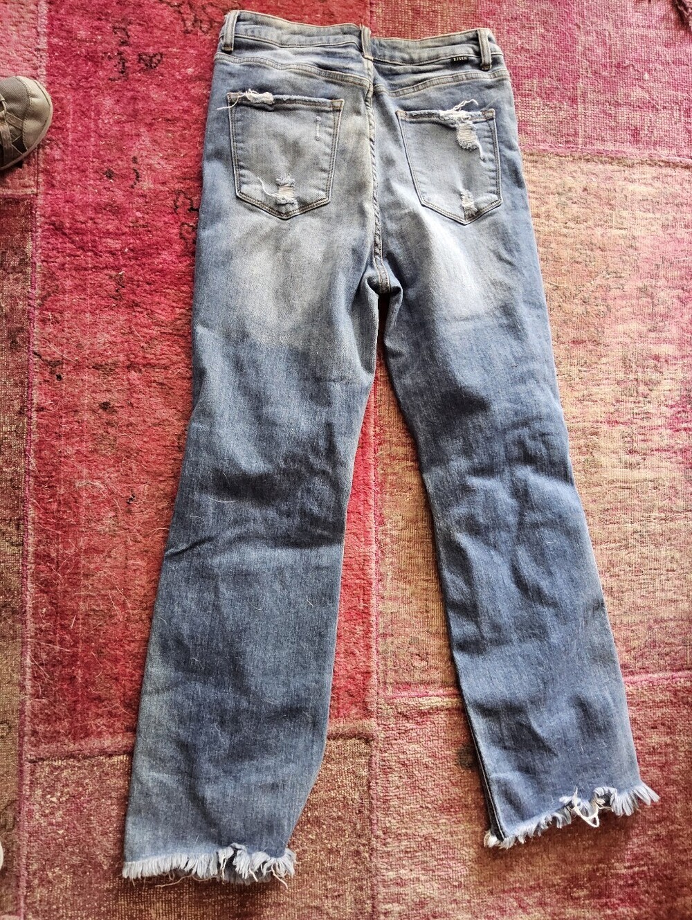 Risen High-Rise Distressed Wide-Leg Women's Jeans - Light Blue - Picture 6 of 6